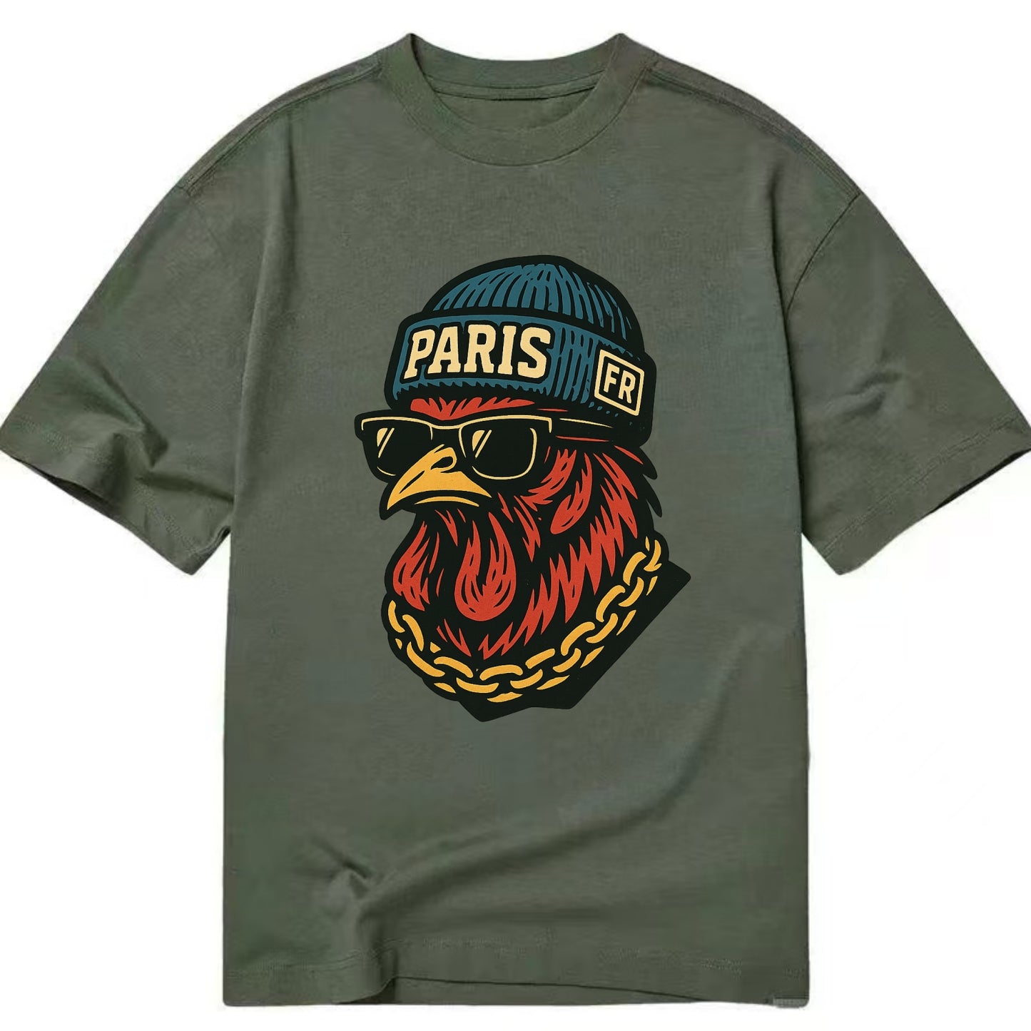Paris Rooster - Classic T-shirt - Army Green