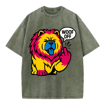 Chow Chow with lion mane and blue-black tongue, fluffy dignified paw up with sass - Vintage T-shirt - Army Green