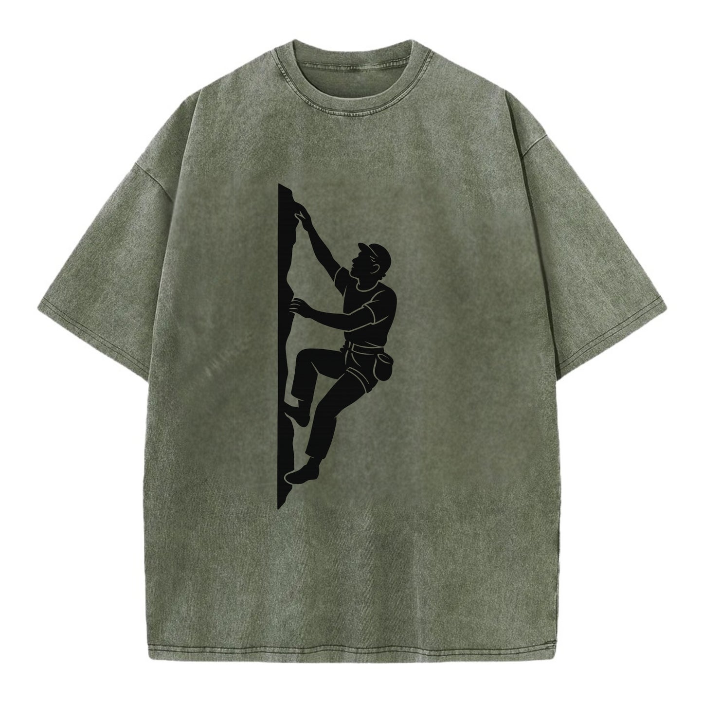 Rock climber reaching for the next hold - Vintage T-shirt - Army Green