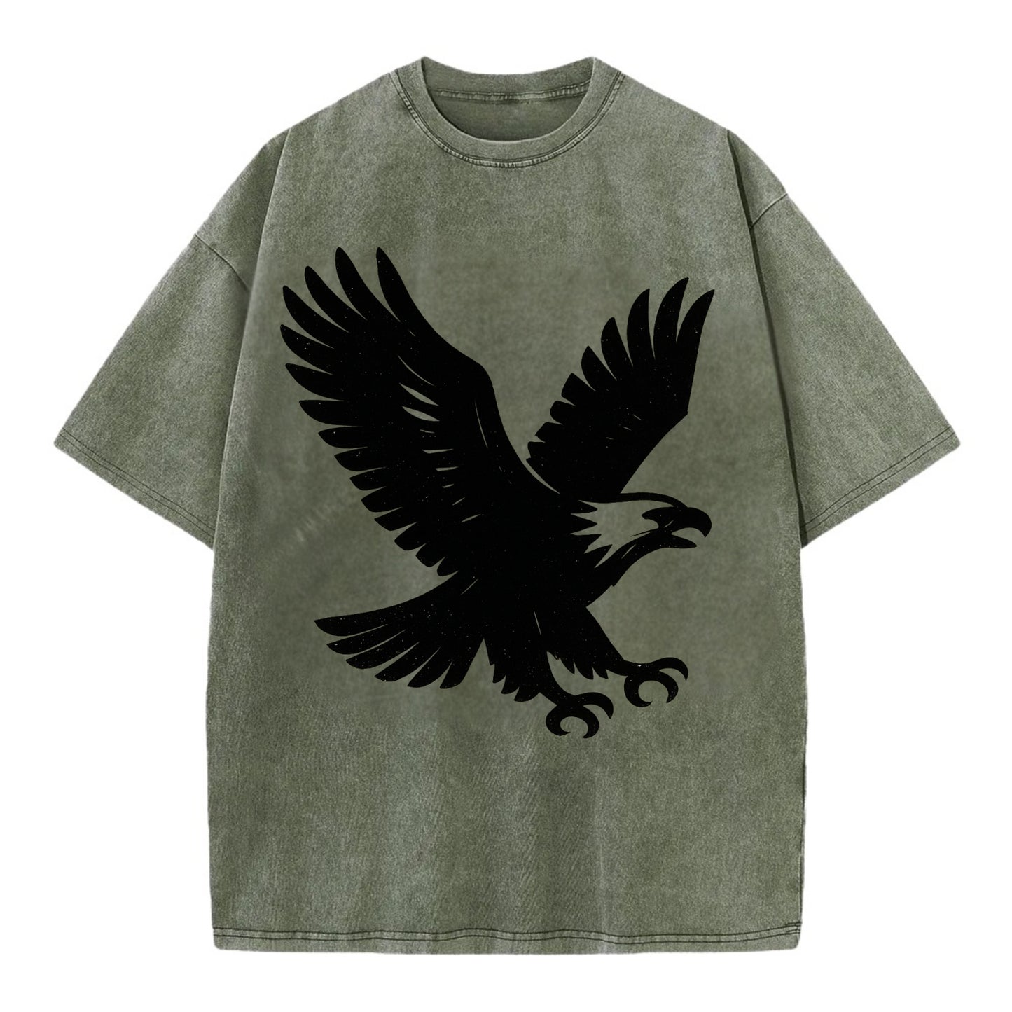 Eagle in flight - liberty and independence ink brushstrokes - Vintage T-shirt - Army Green