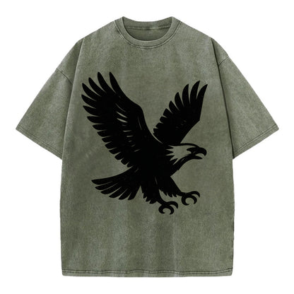 Eagle in flight - liberty and independence ink brushstrokes - Vintage T-shirt - Army Green