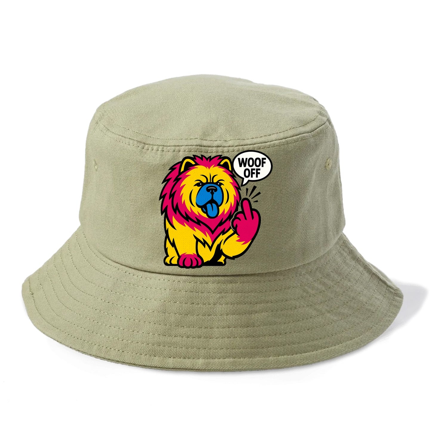 Chow Chow with lion mane and blue-black tongue, fluffy dignified paw up with sass - Bucket Hat - Army Green
