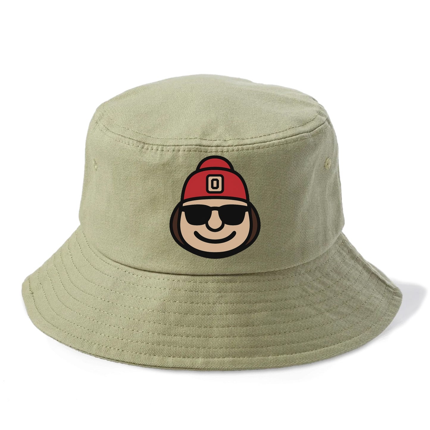 Columbus Brutus wearing Ohio State beanie with Block O patch - Bucket Hat - Army Green