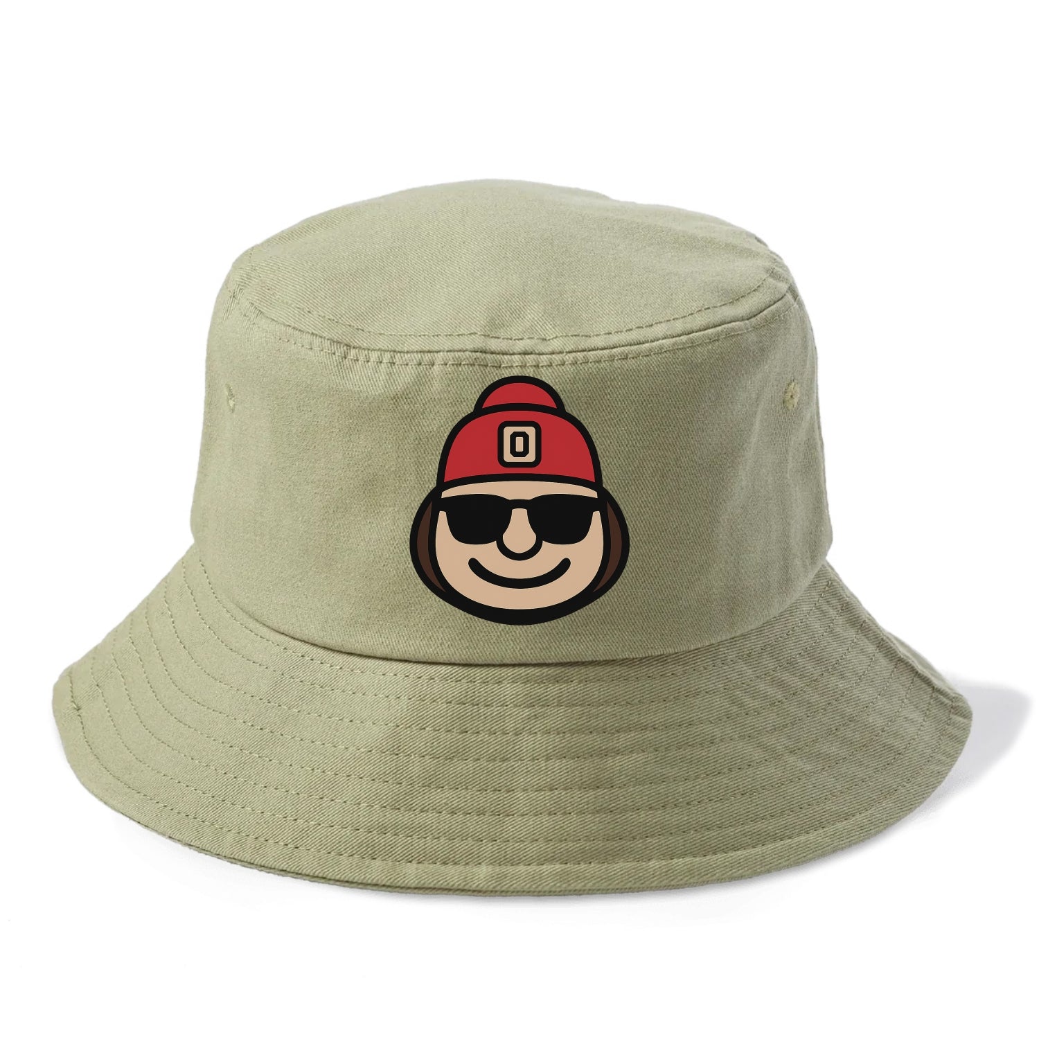 Columbus Brutus wearing Ohio State beanie with Block O patch - Bucket Hat - Army Green