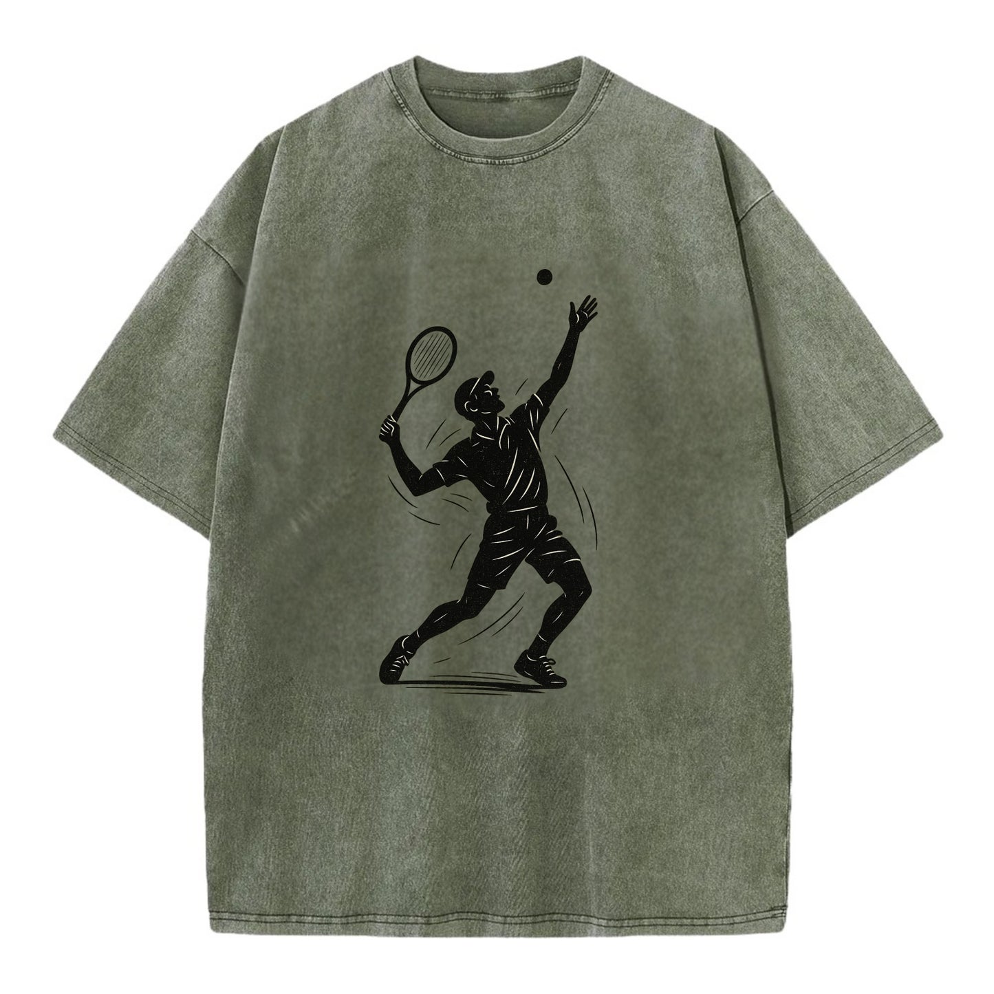 Tennis player serving with powerful form - Vintage T-shirt - Army Green