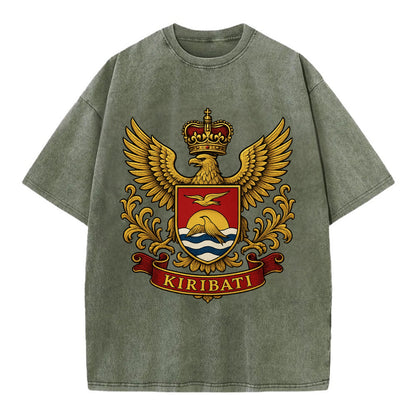 Kiribati Heritage Badge  - Vintage T-shirt - Army Green
