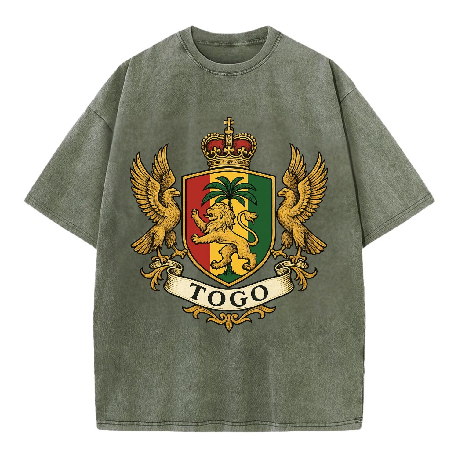 Togo Heritage Badge  - Vintage T-shirt - Army Green