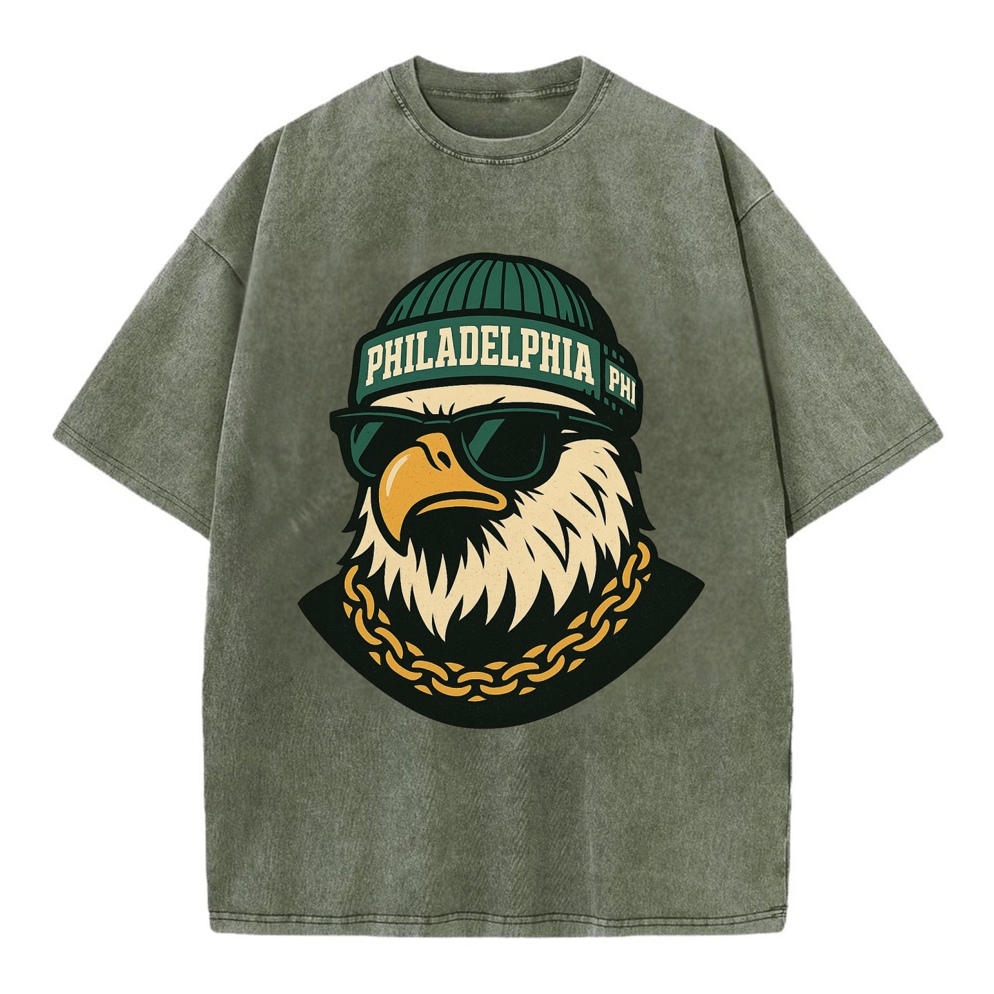 "eagle" "philadelphia" "phi" "green" "us East" - Vintage T-shirt - Army Green