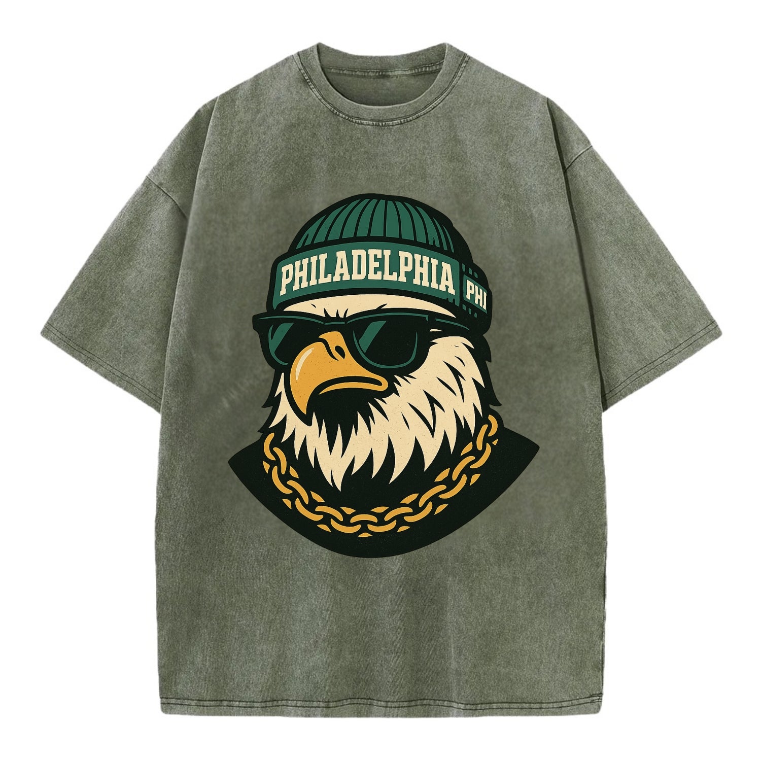 "eagle" "philadelphia" "phi" "green" "us East" - Vintage T-shirt - Army Green
