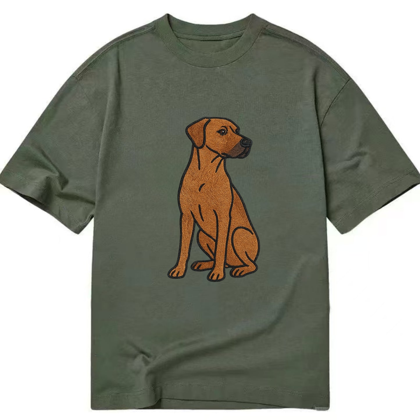 Rhodesian Ridgeback - Red wheaten embroidered pose - Classic T-shirt - Army Green