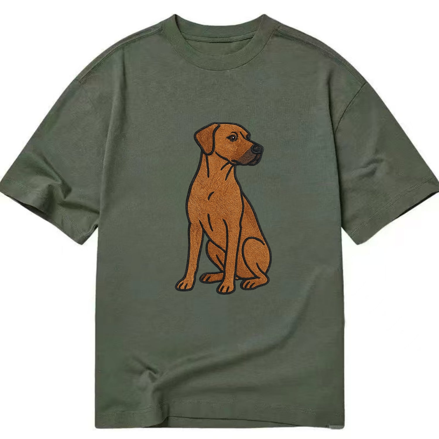 Rhodesian Ridgeback - Red wheaten embroidered pose - Classic T-shirt - Army Green