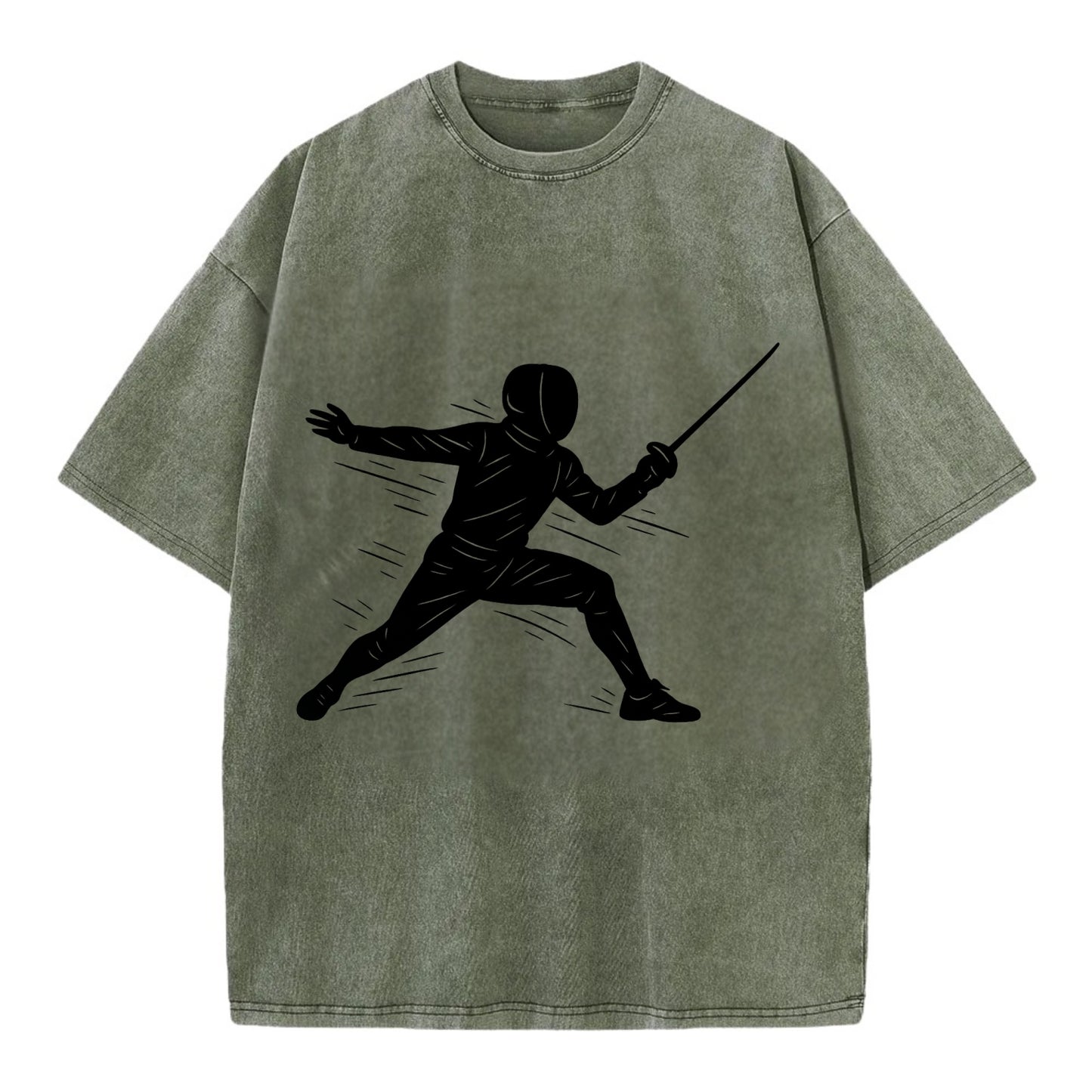 Fencer lunging attack position - Vintage T-shirt - Army Green