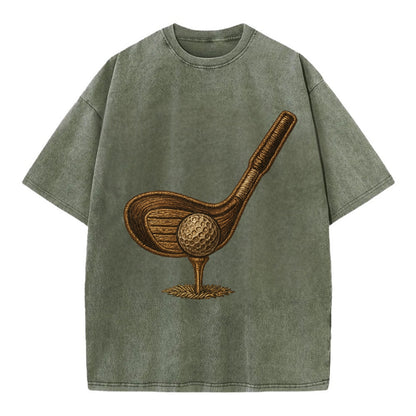 Golf Club and Ball  - Vintage T-shirt - Army Green
