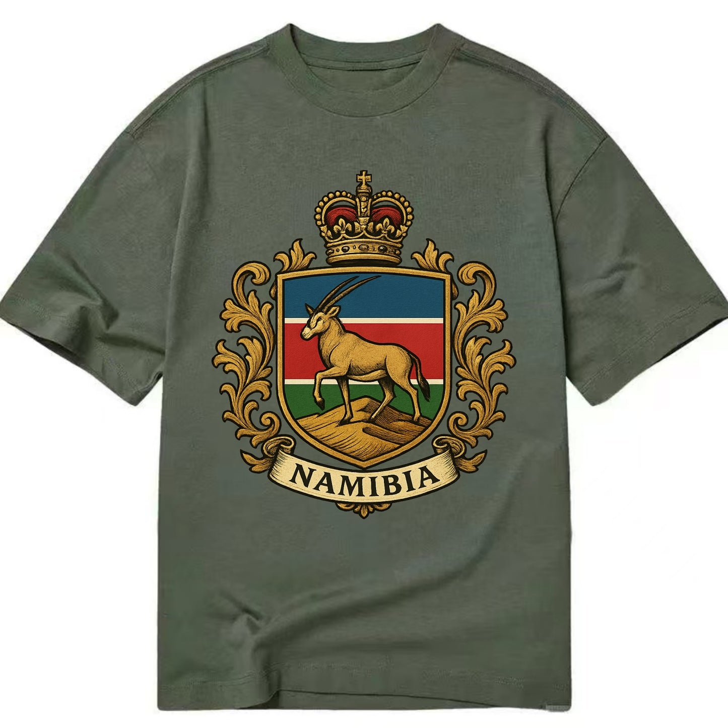 Namibia Heritage Badge  - Classic T-shirt - Army Green