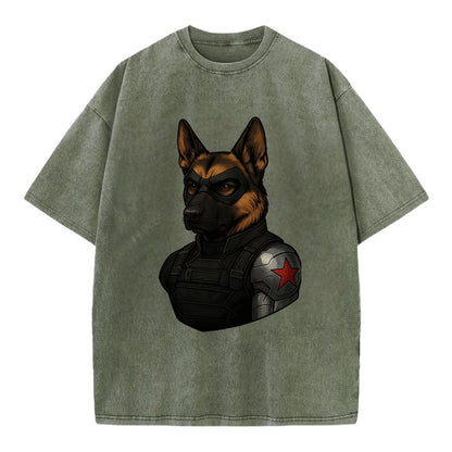 German Shepherd Winter Soldier  - Vintage T-shirt - Army Green
