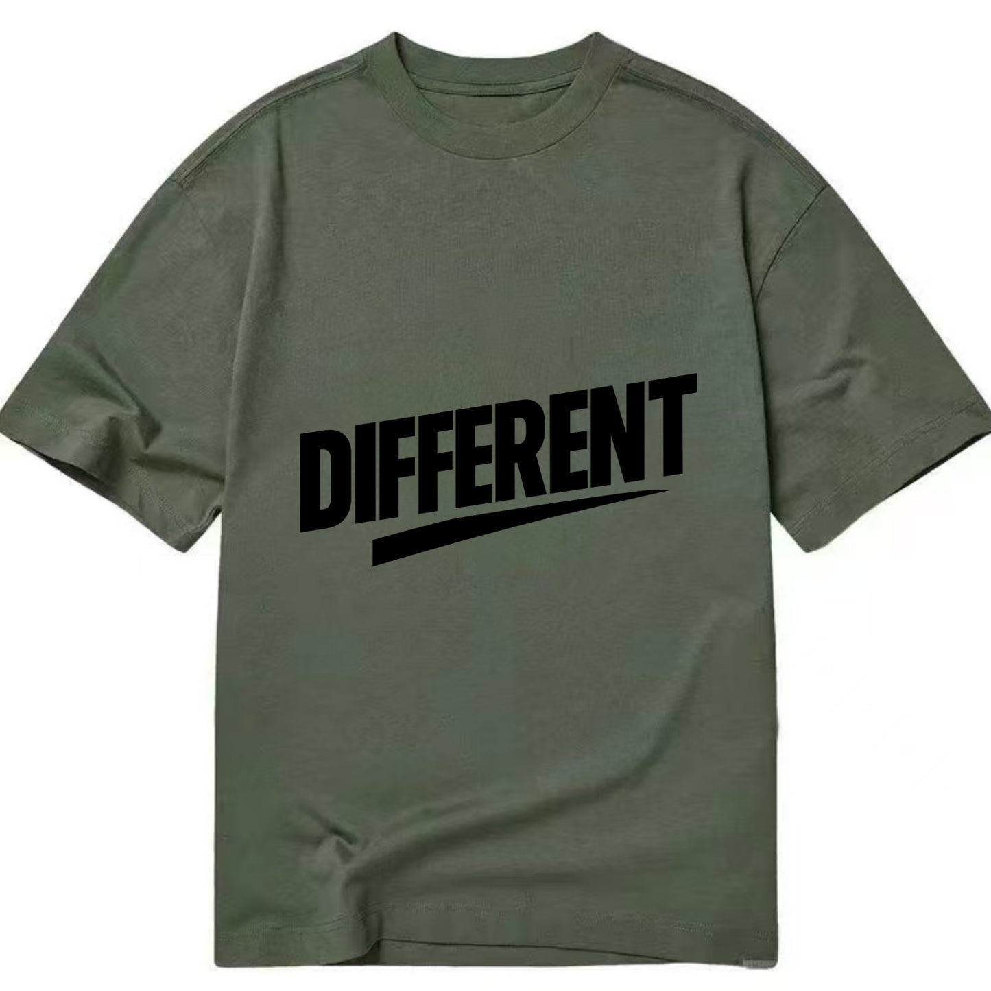 Bold typography design - "DIFFERENT" - standing out, not following crowd - Classic T-shirt - Army Green