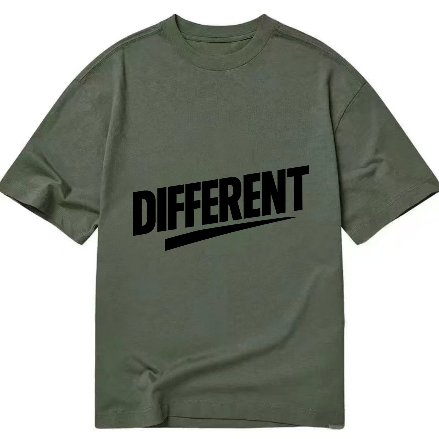 Bold typography design - "DIFFERENT" - standing out, not following crowd - Classic T-shirt - Army Green