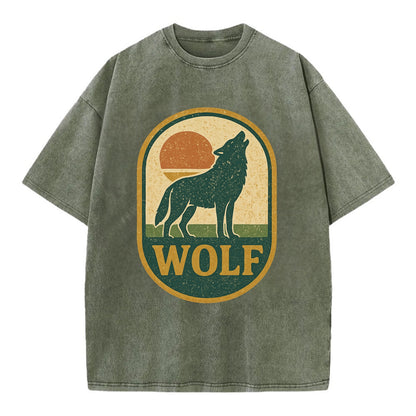 Carbon Fiber Wolf  - Vintage T-shirt - Army Green