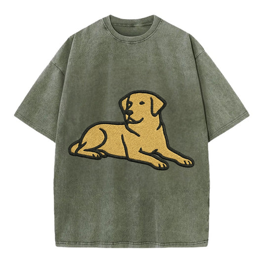 Labrador Retriever - Yellow lab relaxed Vintage T-shirt - Army Green