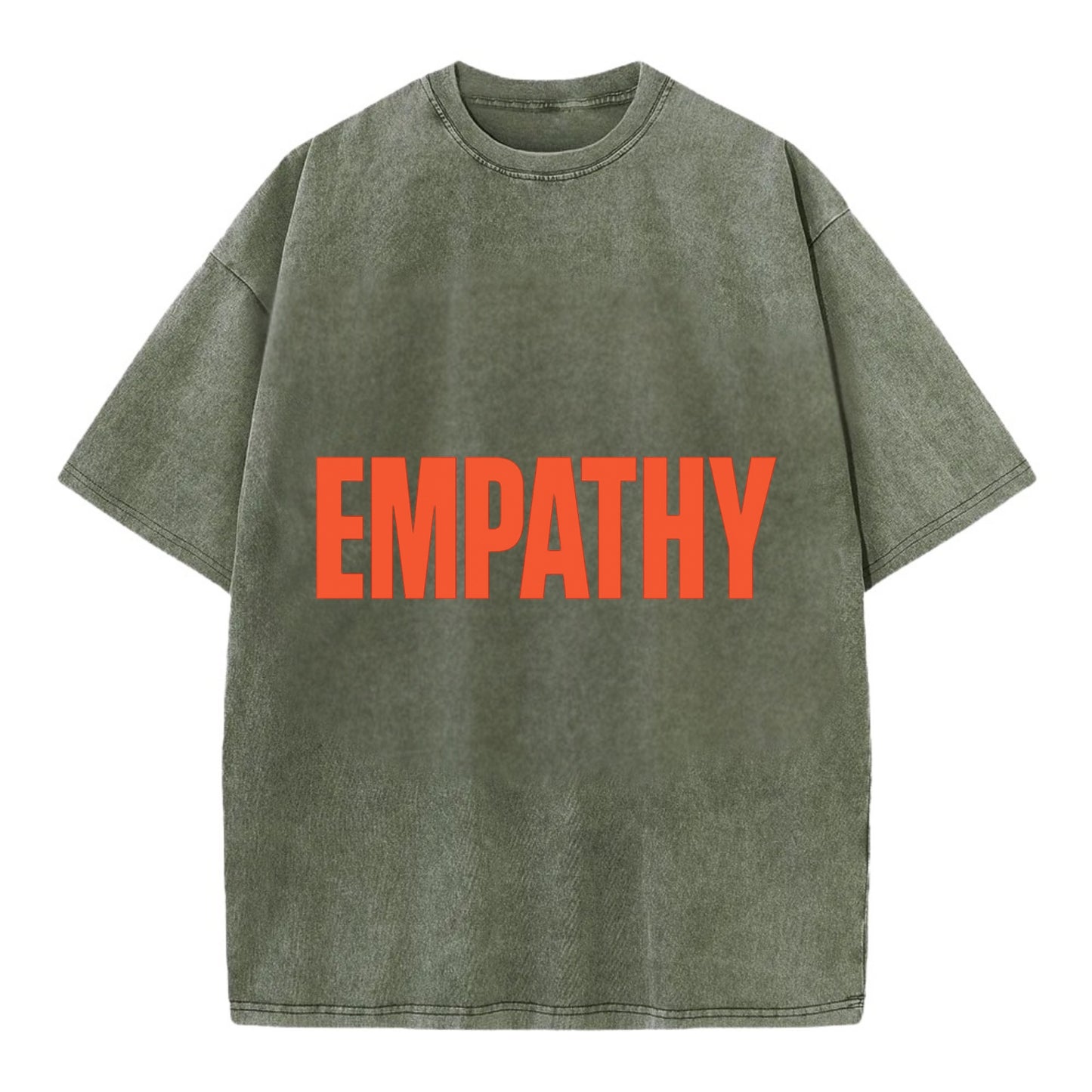 Bold typography design - "EMPATHY" - understanding others, emotional connection - Vintage T-shirt - Army Green