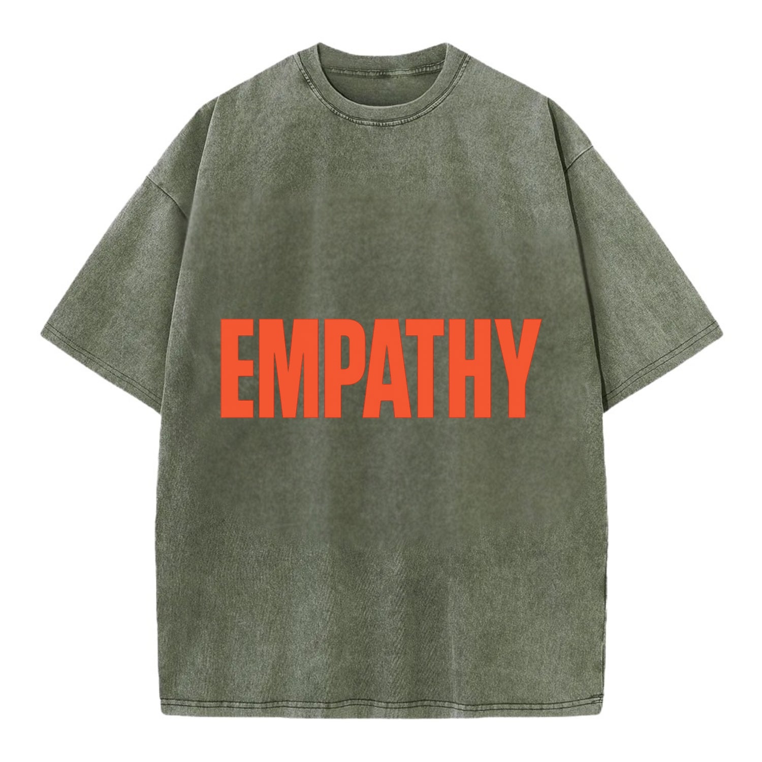 Bold typography design - "EMPATHY" - understanding others, emotional connection - Vintage T-shirt - Army Green