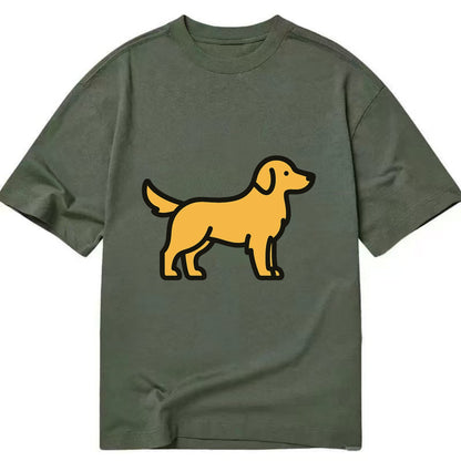 Golden Retriever - Golden colored flat side profile - Classic T-shirt - Army Green