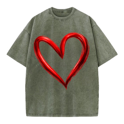 Love Heart - Vintage T-shirt - Army Green