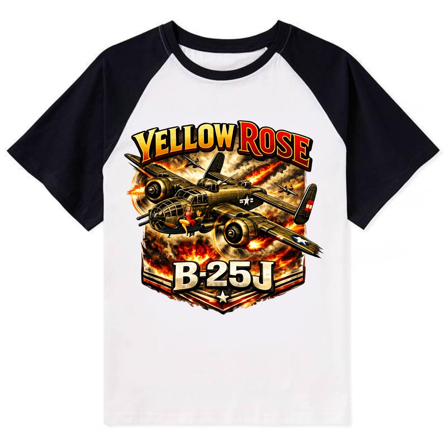 B 25j Yellow Rose - Contrast Raglan T-shirt