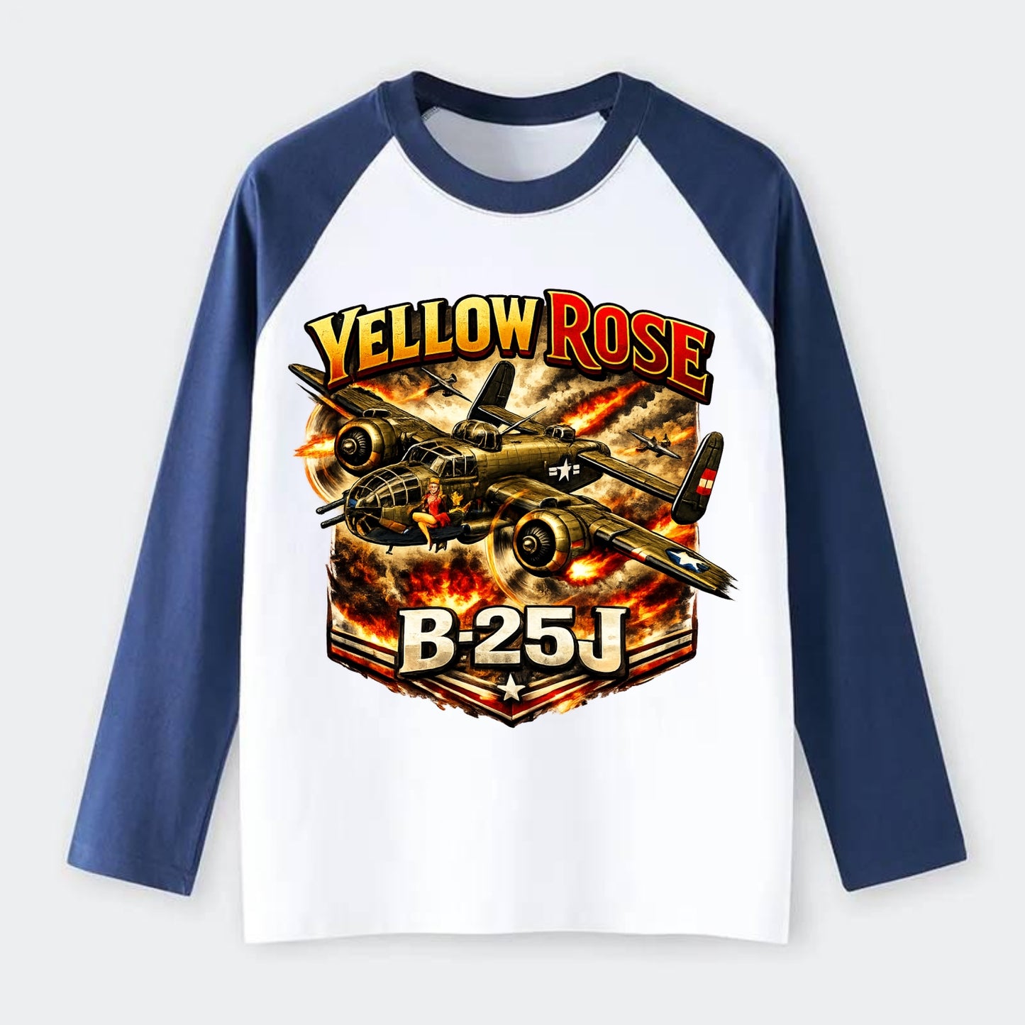 B 25j Yellow Rose - Raglan Long Sleeve T-Shirt