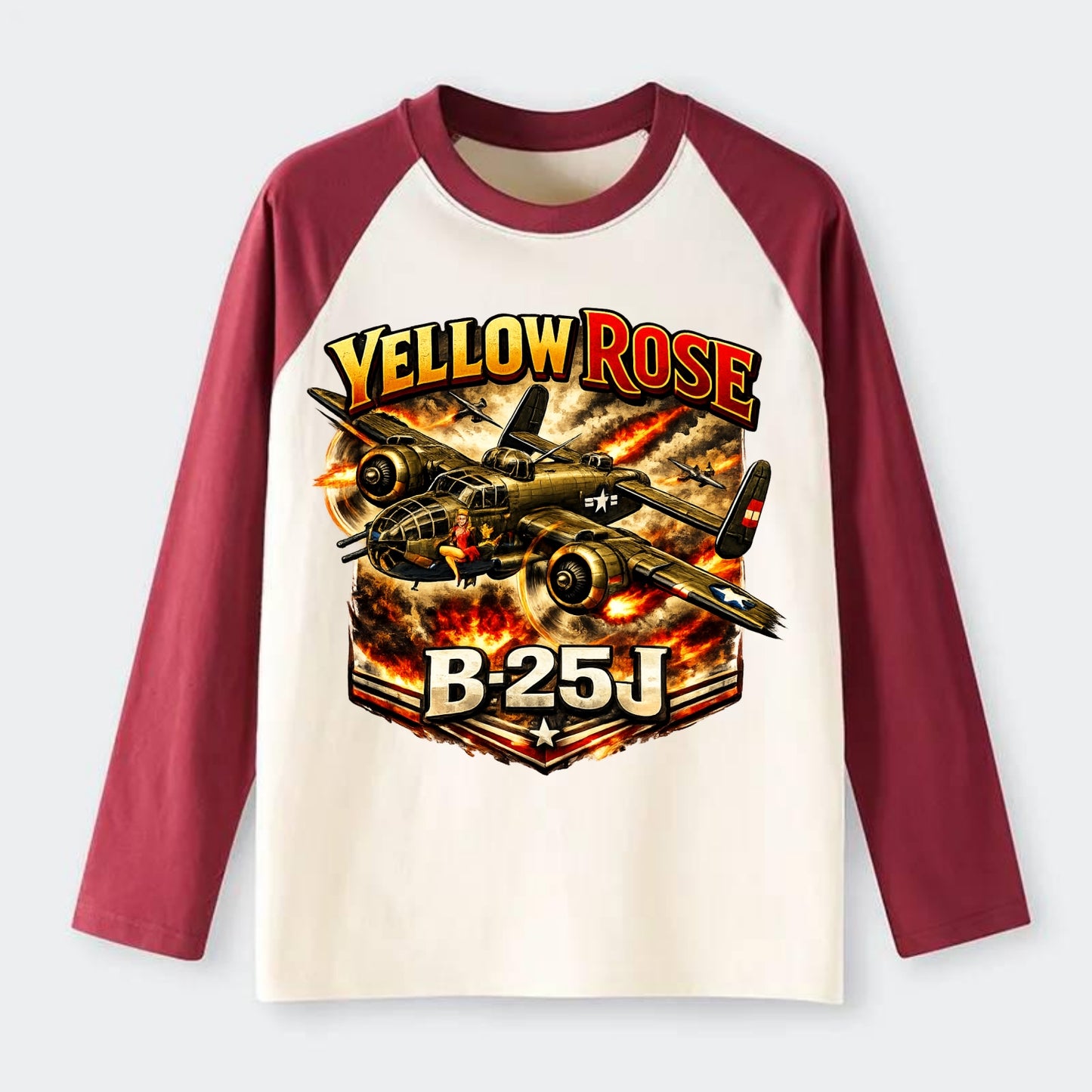 B 25j Yellow Rose - Raglan Long Sleeve T-Shirt