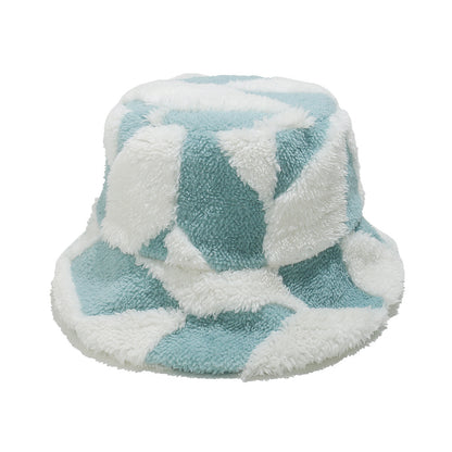 Boho Plush Fisherman Hat - Cozy Geometric Winter Style