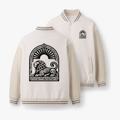 Persian Lion Arch Baseball Jacket – Beige