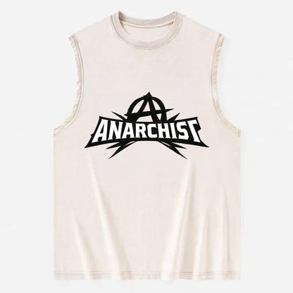 Bold typography design - "ANARCHIST" - no masters, self-governed - Vintage Washed Tank - Beige