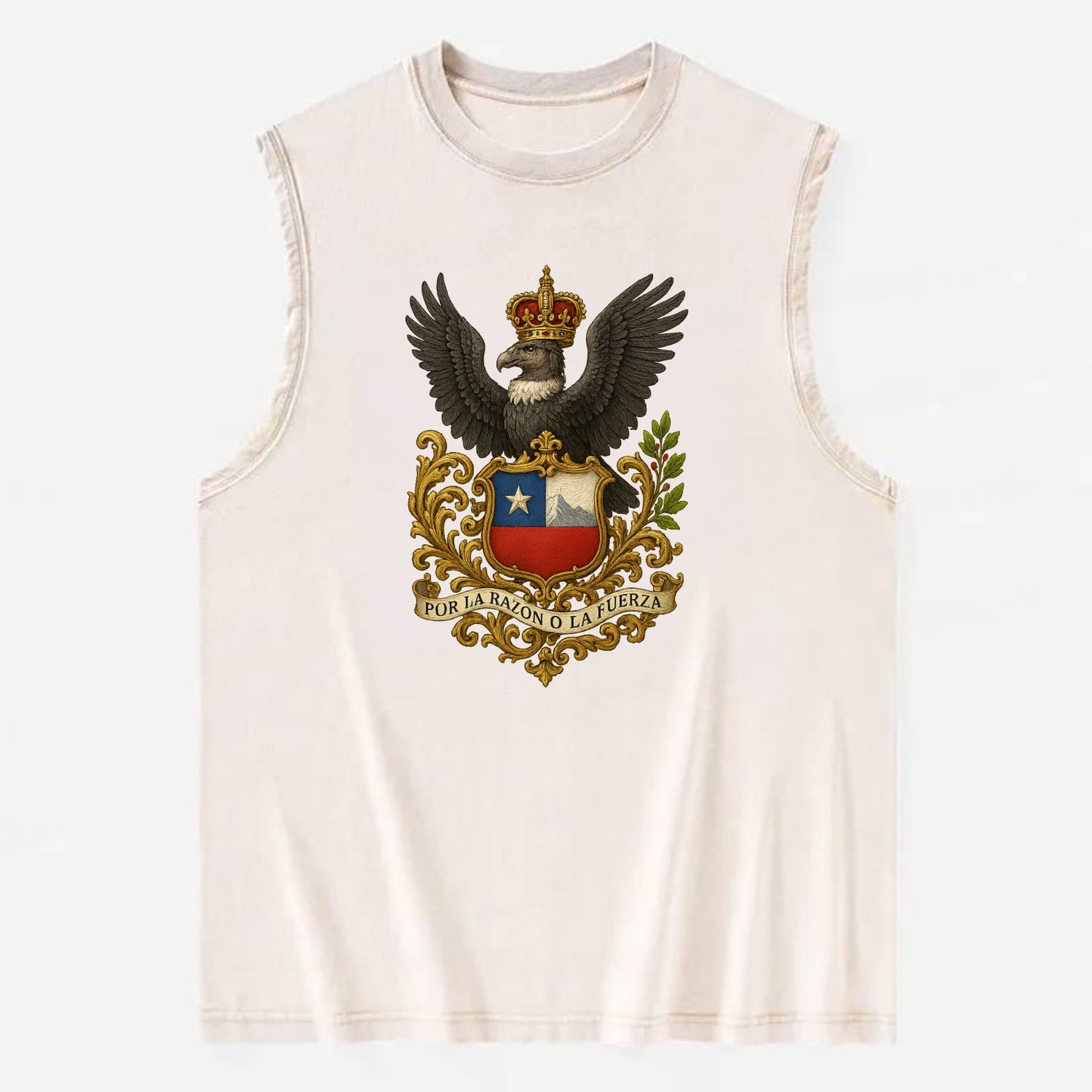 Chile Andean Condor Emblem  - Vintage Washed Tank - Beige