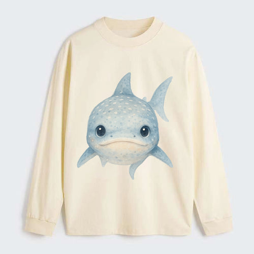 Baby Whale Shark - spotted blue-gray, wide mouth closed, tiny eyes, - Classic Long Sleeve Shirt