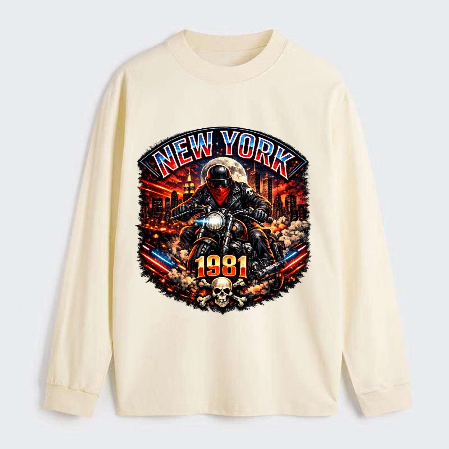New York 1981 Biker - Classic Long Sleeve Shirt - Beige
