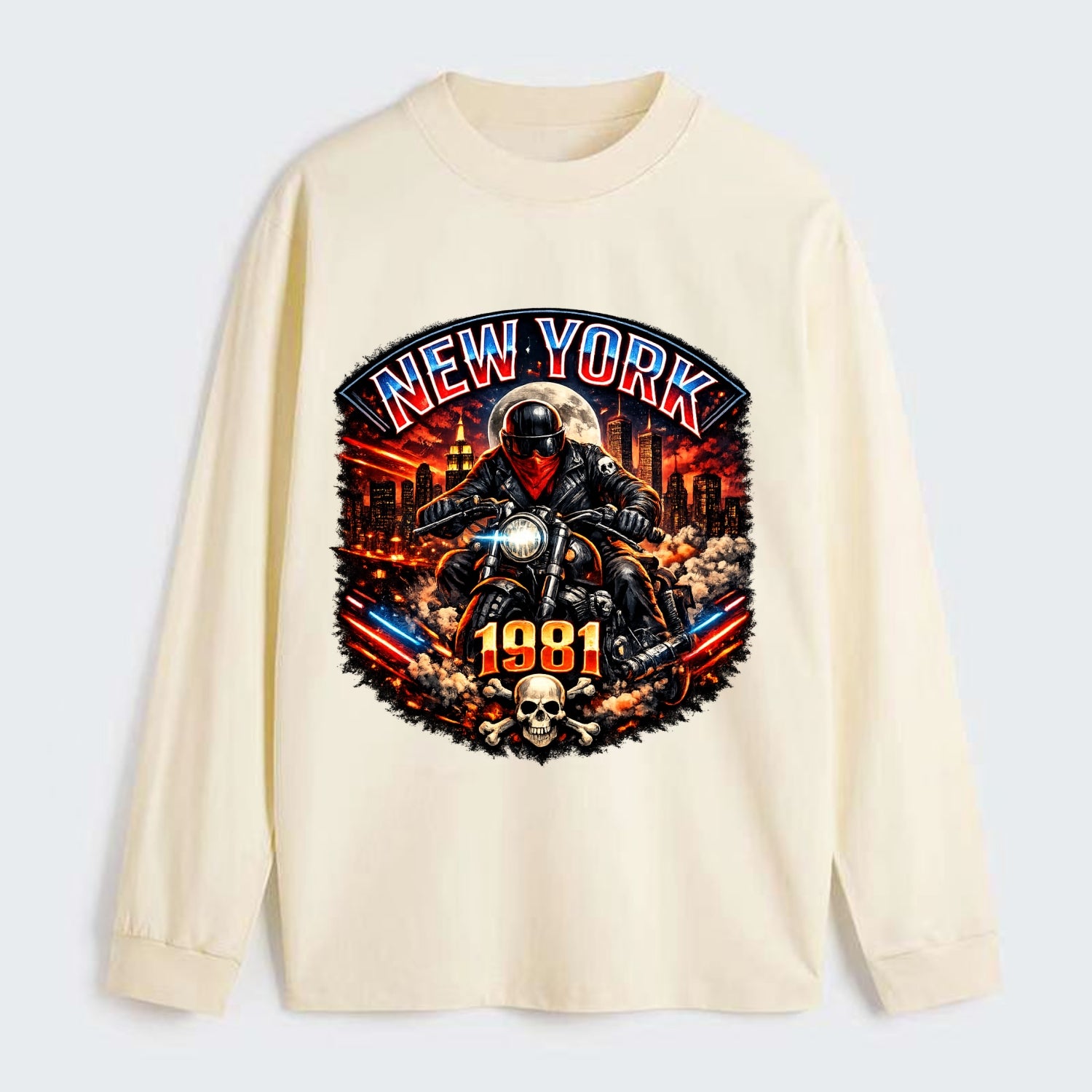 New York 1981 Biker - Classic Long Sleeve Shirt - Beige