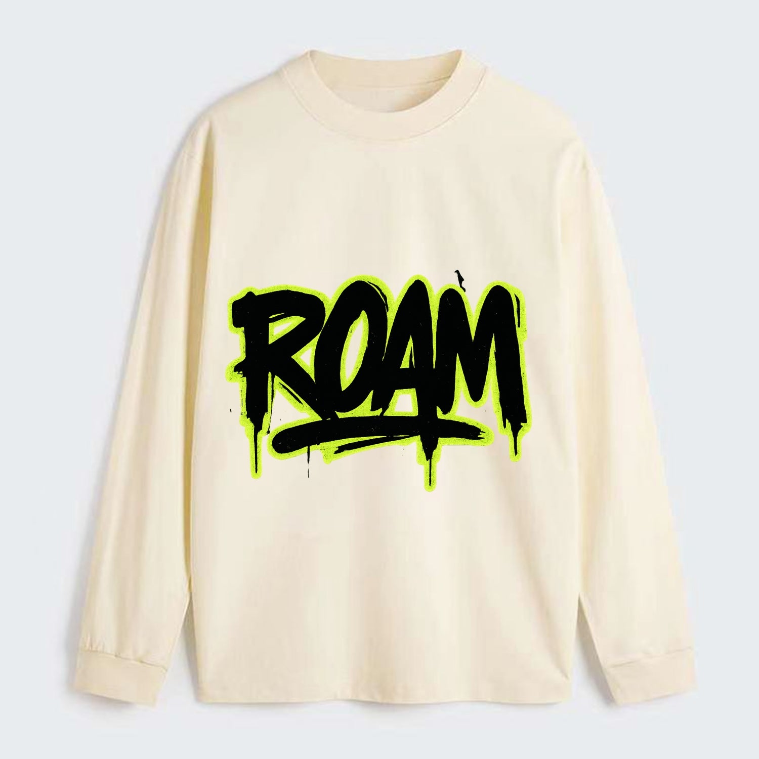 Bold typography design - "ROAM" - wander freely, no destination needed - Classic Long Sleeve Shirt - Beige
