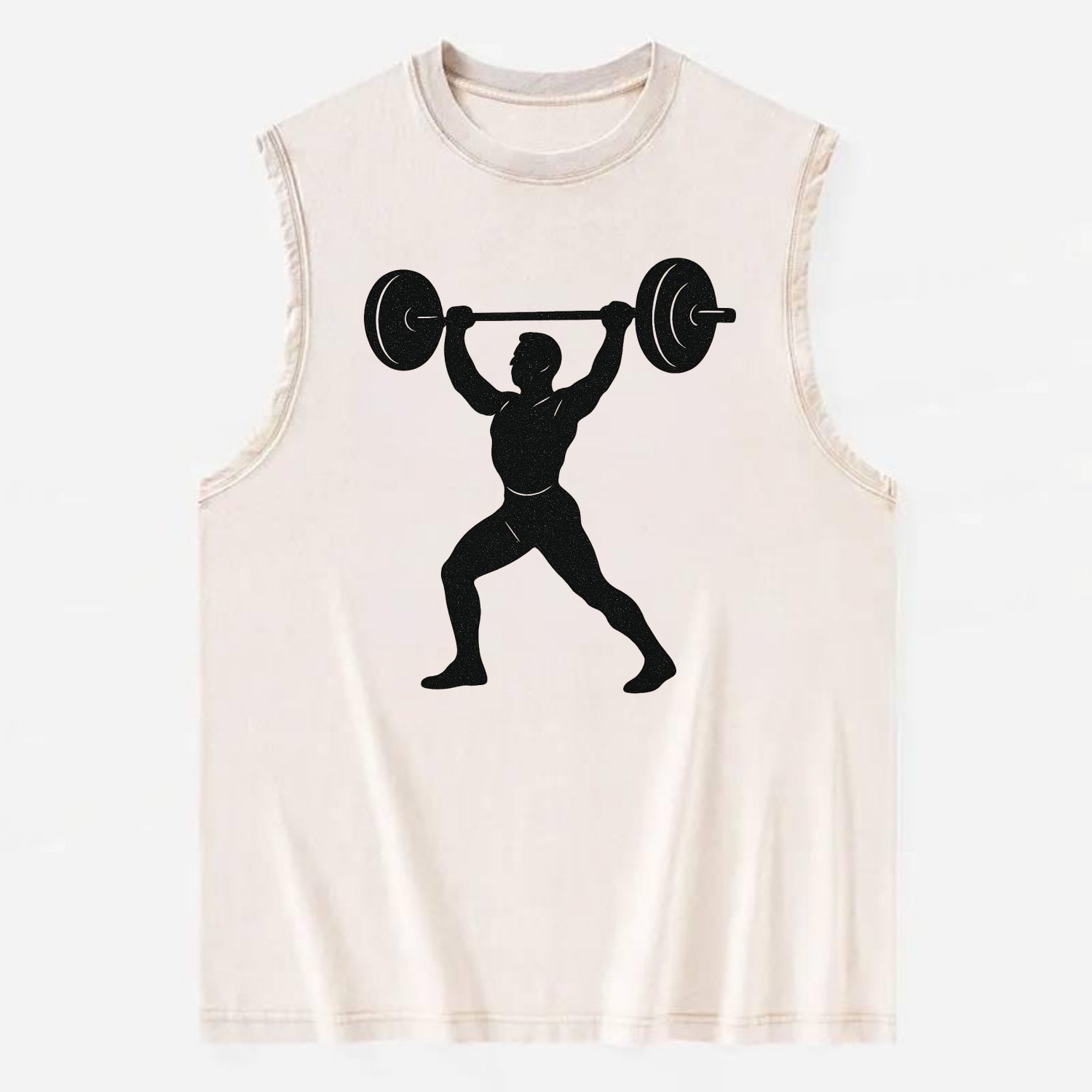 Weightlifter lifting barbell overhead - Vintage Washed Tank - Beige