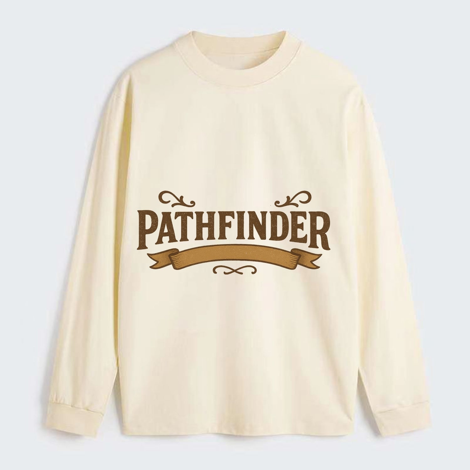 Bold typography design - "PATHFINDER" - finding the way, leading others - Classic Long Sleeve Shirt - Beige
