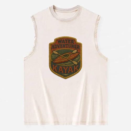 Kayak with paddle - water adventurer - Vintage Washed Tank