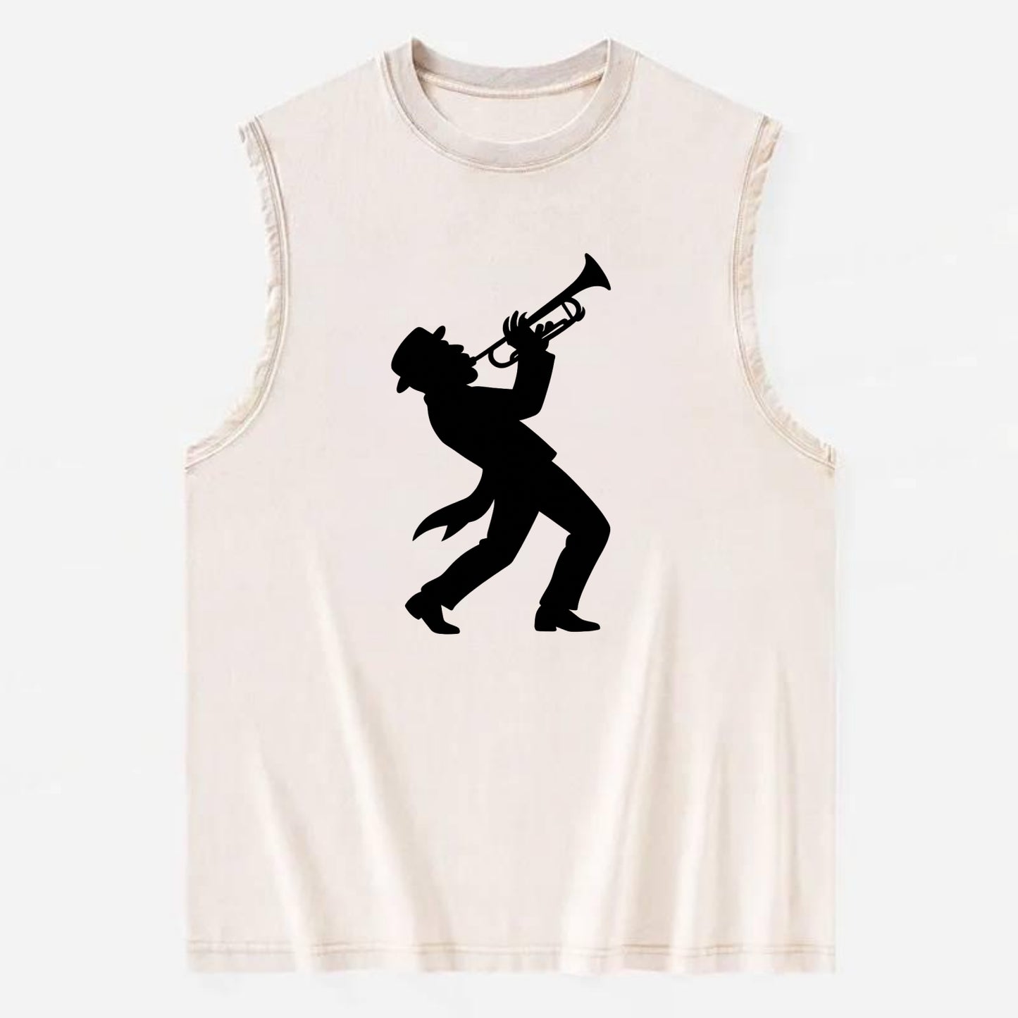 Trumpet player hitting high note - Vintage Washed Tank - Beige