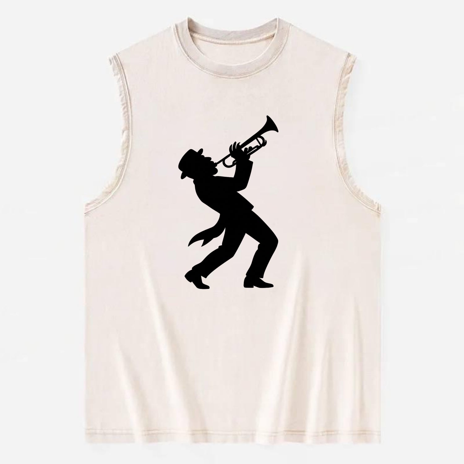 Trumpet player hitting high note - Vintage Washed Tank - Beige