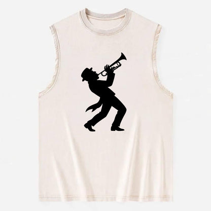 Trumpet player hitting high note - Vintage Washed Tank - Beige