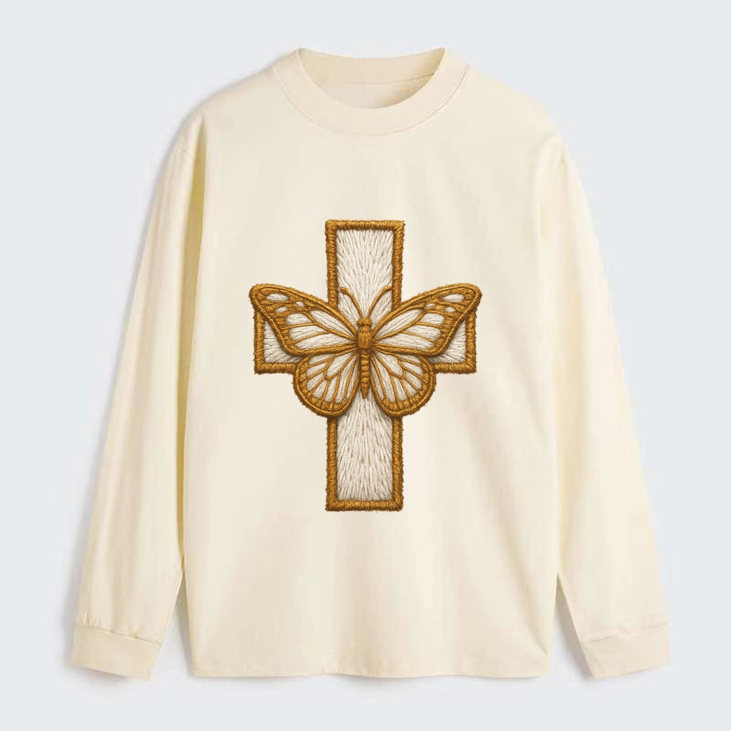 Resurrection Cross  - Classic Long Sleeve Shirt - Beige