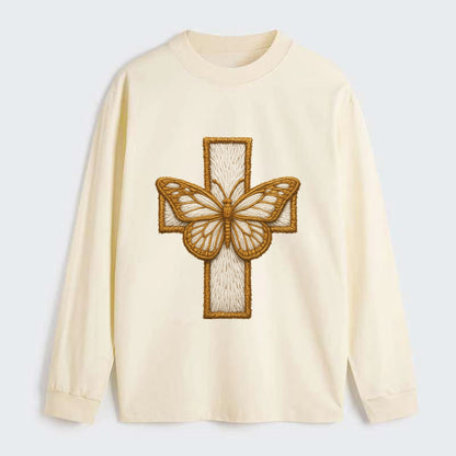 Resurrection Cross  - Classic Long Sleeve Shirt - Beige