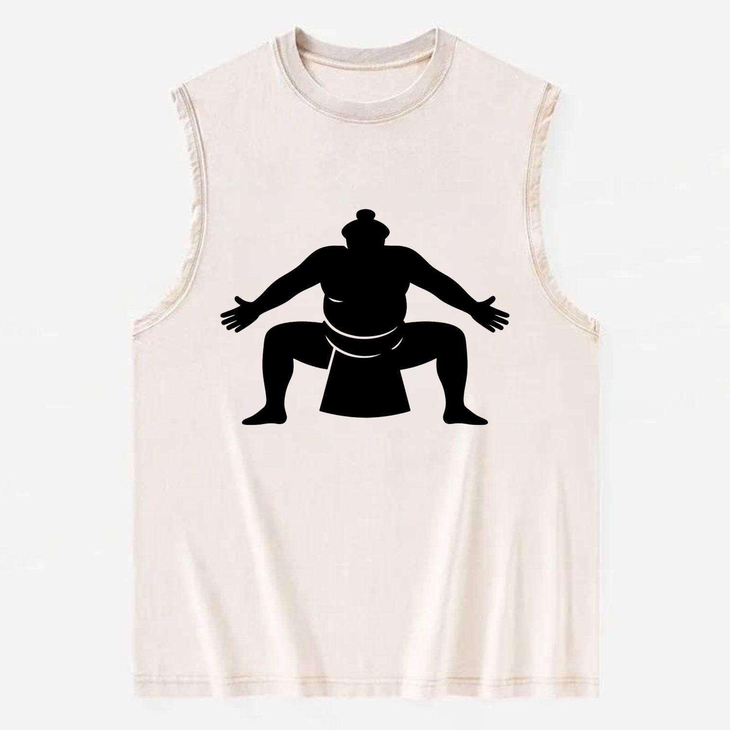 Japanese sumo wrestler ceremonial stance - Vintage Washed Tank - Beige
