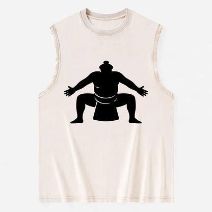 Japanese sumo wrestler ceremonial stance - Vintage Washed Tank - Beige