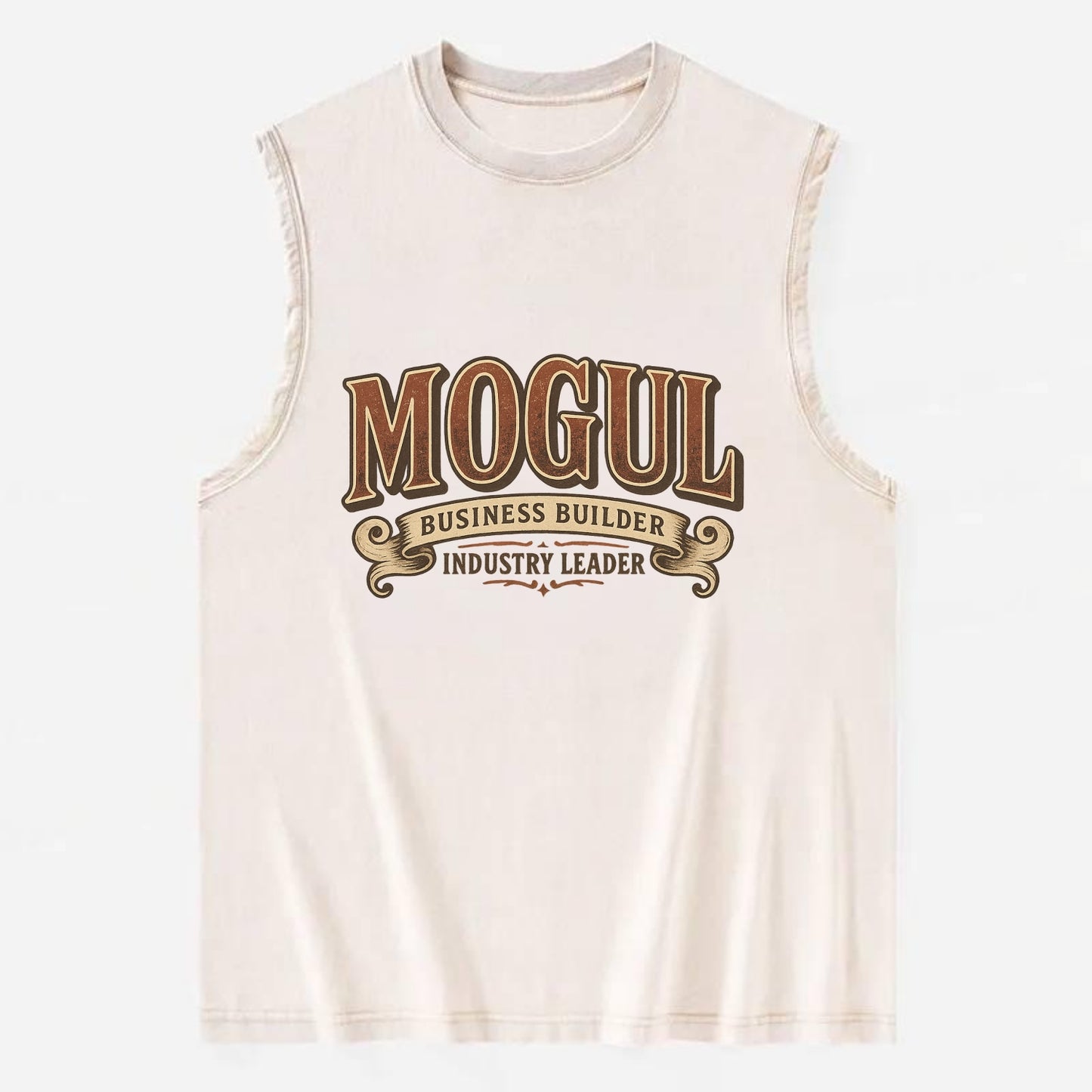 Bold typography design - "MOGUL" - business builder, industry leader - Vintage Washed Tank - Beige