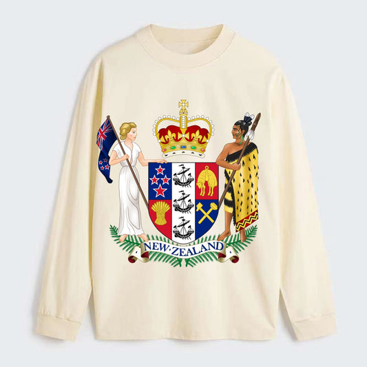 Coat Of Arms Of New Zealand - Classic Long Sleeve Shirt - Beige
